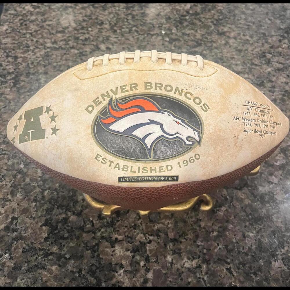 Denver Broncos Official Leather Football - Established 1960 - Limited Edition